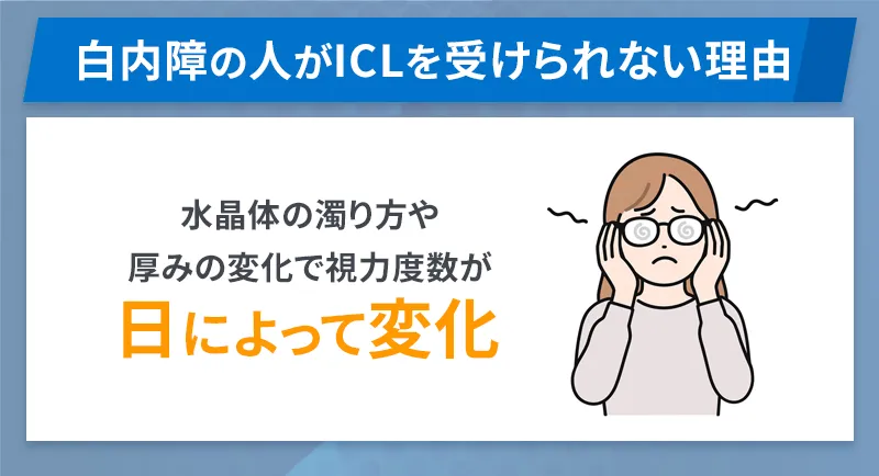 白内障進行で度数が安定しなくなりICL度数が合わせられない