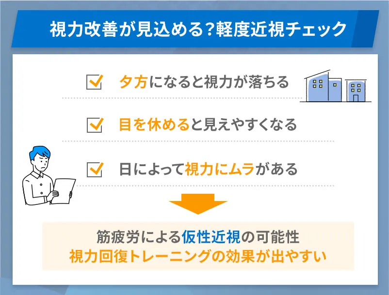 軽度の近視は視力回復トレーニングで改善できる可能性あり
